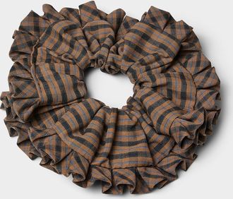 Simons Womens Check ruffled scrunchie