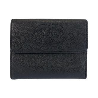 Chanel Black Leather Wallet (Tri-Fold) (Pre-Owned)