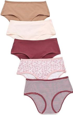 Pact Everyday Mid Rise Hipster 5-pack Womens Underwear Everyday Lakeside Lilies : SM, Cotton/Elastane