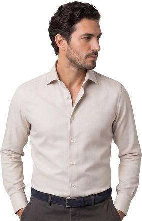 Eterna overhemd beige modern fit semi-wide collar