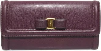 Ferragamo Bordeaux Leather Long Wallet (Bi-Fold) (Pre-Owned)