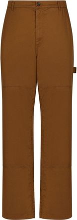 Dolce & Gabbana logo-patch straight-leg trousers - men - Elastane/Cotton - 46 - Brown