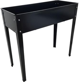 Relaxdays Relaxdays raised planter, garden, balcony & terrace, powder-coated steel, HxWxD: 80 x 85 x 40 cm, black