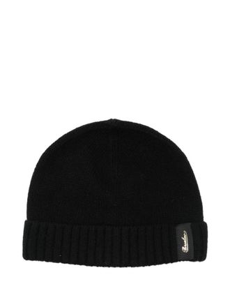 Borsalino Black Textured Beanie Hat