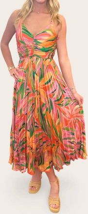 Sadie & Sage Womens Sunset Ridge Vibrant Floral Pleated Midi Dress In Multicolor