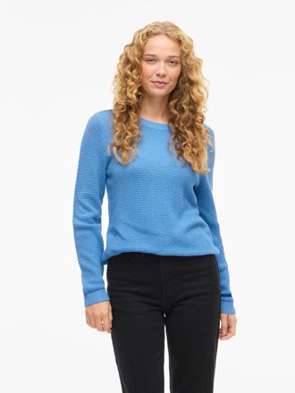 Vila Rundhalspullover VILA VIDALO O-NECK L/S KNIT TOP- NOOS, Damen, Gr. XL, all aboard, Feinstrick, Obermaterial: 100% Baumwolle, unifarben, regular fit no