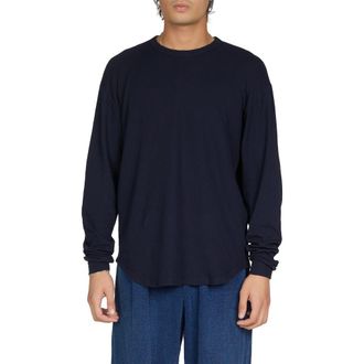 Les Tien Double Jersey Baseball Hem Tee in Navy at Nordstrom, Size Xx-Large