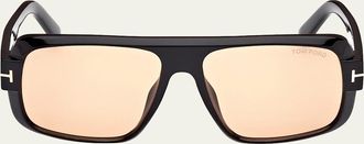 Tom Ford Mens Turner Acetate Rectangle Sunglasses