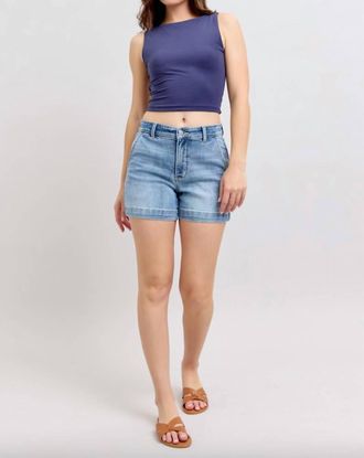 Judy Blue High Waist Trouser Shorts In Blue