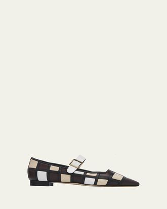 Manolo Blahnik Cucaya Patchwork Leather Ballerina Flats