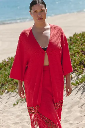 Chinti and Parker 100% Cotton Beaded Fringe Cover-Up