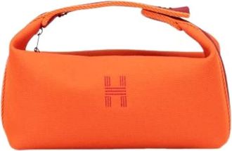 Herm&egrave;s Pre-owned Mini Bags, female, Orange, Size: ONE SIZE Pre-owned Canvas Pouch