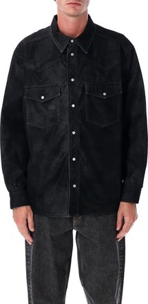 Isabel Marant Isabel Marant Mens Kadrian Black Eco Leather Overshirt - Size Large