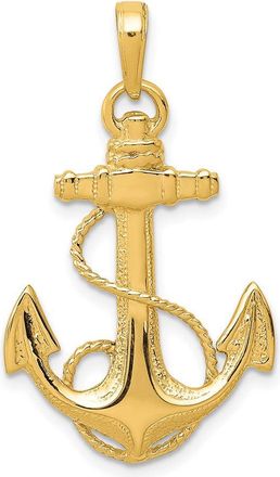 Diamond2Deal 14k Yellow Gold Anchor Rope Pendant