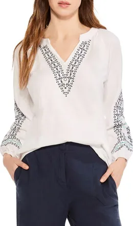 Nic+Zoe Solstice Embroidered Cotton Blouse in White Multi at Nordstrom Rack, Size Xx-Large