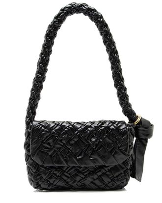 Bottega Veneta Black Intreccio Kalimero Citta Small Shoulder Bag (Authentic Pre-Loved)