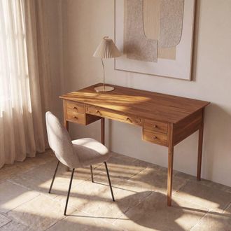 Maisons du monde Escritorio de 132 cm de chapa de acacia con 5 cajones