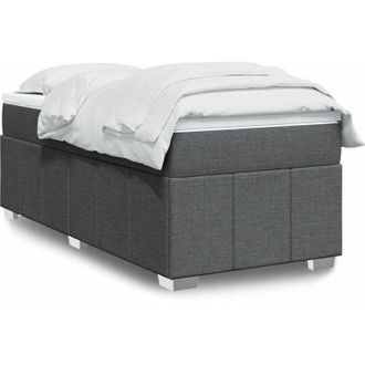 vidaXL Cama Box Spring Con Colch&oacute;n Tela Gris Oscuro 100x200 Cm Vidaxl