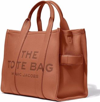 Marc Jacobs Womens Tote Bag Brown Hammered Leather Cow Handbags Hand