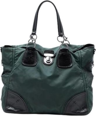 Prada Pre-owned Tote Bags, female, Green, Size: ONE SIZE Pre-owned Vintage Satchel
