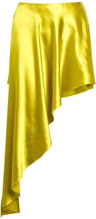 Alaia Asymmetric Satin Mini Skirt - Lime - 38 (UK10 / S)