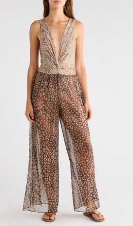 Ramy Brook Kensley Cover-Up Jumpsuit in Dark Leopard at Nordstrom, Size Xx-Small