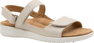 Ziera Womens Benji Wide Sandals In Stone/ White Sole Leather