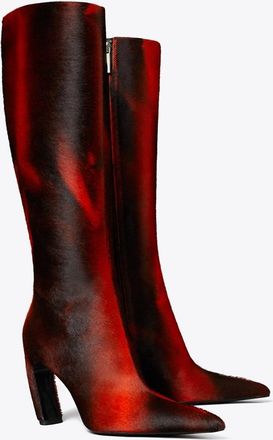 Tory Burch Womens Tall Printed Calf Hair Boot, size 3.5
