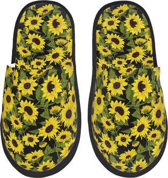 Generic Slippers For Women Sunflowers In Vintage Print House Slippers For Women Winter Lining WomenS Slipper, For Travel, Hotel, Home, L
