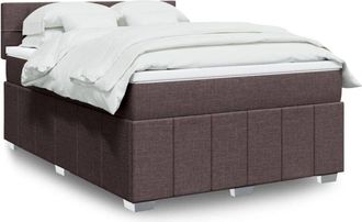 vidaXL Cama Box Spring Con Colch&oacute;n Tela Marr&oacute;n Oscuro 140x200 Cm Vidaxl