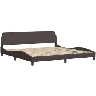 vidaXL Cama Sin Colch&oacute;n Tela Marr&oacute;n Oscuro 200x200 Cm Vidaxl
