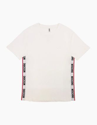 Moschino Mens Moschino Underwear Chest Logo Tape T Shirt White 0001 - Size: 37/36/32