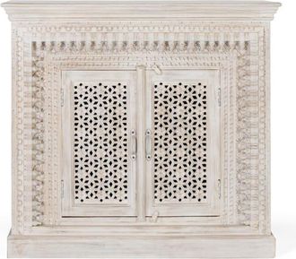 Giner&Colomer Aparador de madera de mango blanco envejecido