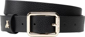 Patrizia Pepe Gouden Rechthoekige Leren Riem - Dames - Riemen - Zwart - L - Accessoires