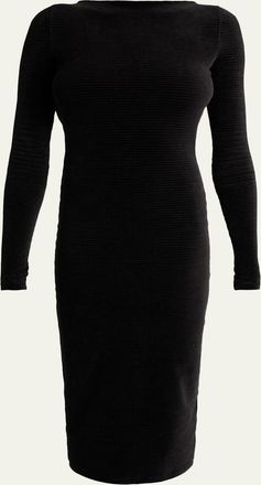 Balmain Embellished Open Back Long-Sleeve Midi Dress