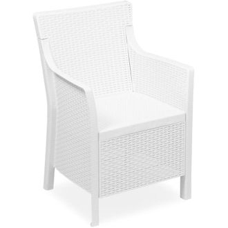 Dmora Poltrona da Esterno Wanless, Braccioli Made in Italy, Cuscini Inclusi, 60x53 cm Bianco