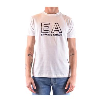 Emporio Armani Heren Wit Print T-shirt Lente/Zomer - Heren - T-shirts - Wit - L - Katoen - Tops