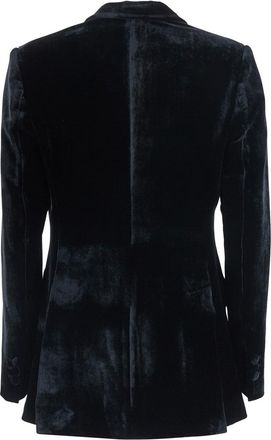 P.A.R.O.S.H. Womens Double-Breasted Velvet Blazer Black Viscose Blazers Jacket