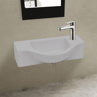 vidaXL Lavabo De Cer&aacute;mica Blanco Con Agujero Para Grifo Vidaxl