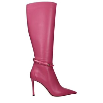Jimmy Choo London Pink Leather High Heel Womens Boots