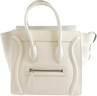 Celine Pre-owned Micro Luggage Calf Tote Bag - Dames - Vintage Handtas - Wit - ONE Size - Leer - Vintage