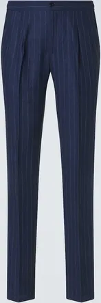 Rubinacci Pinstripe wool and linen straight pants