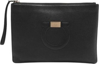 Ferragamo Pre-owned Clutches, female, Black, Size: ONE SIZE Pre-owned Leather Clutch