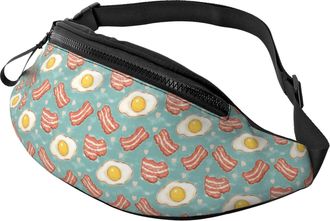 Generic Cute Fried Egg Bacon Print Chest Bag Belt Bag Lightweight Crossbody For Gym Travel Hiking 14X35Cm
