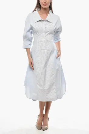 Stella McCartney Cotton Midi Shirt Dress with Hairline Detail Stella McCartney