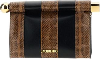 Jacquemus Le Sac Rond Carre Bicolor Paneled Leather Shoulder Bag