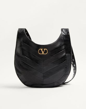 Valentino Garavani Valentino Garavani Hoboho Nappa Leather Hobo Bag With Chevron Pattern Wo