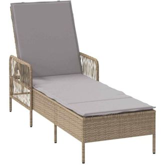 vidaXL Vidaxl - Tumbona Con Coj&iacute;n Beige 157 X 55 X 92cm Rat&aacute;n Sint&eacute;tico
