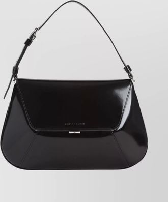 Amina Muaddi adjustable flap shoulder bag with glossy finish