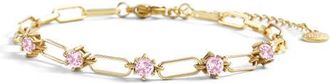 Mint & Lily Paperclip Bracelet with Gemstone Accents in October Pink Tourmaline /7.5 at Nordstrom